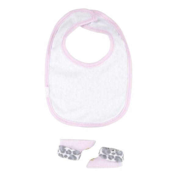 Nike Baby Girl Pink Animal Print Bib + Booties Set - Picture 4 of 6